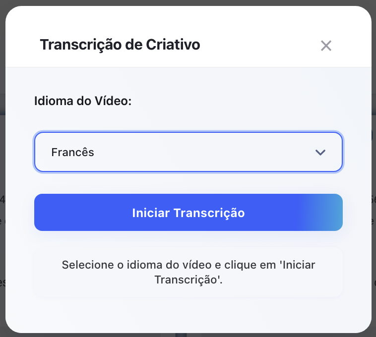 Botão de Transcrição na Biblioteca de Anúncios