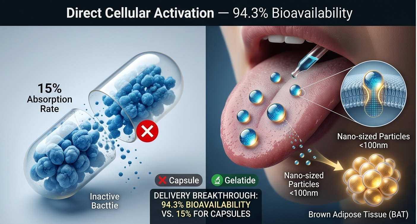 Direct Cellular Activation — Gelatide nano-drop absorption diagram