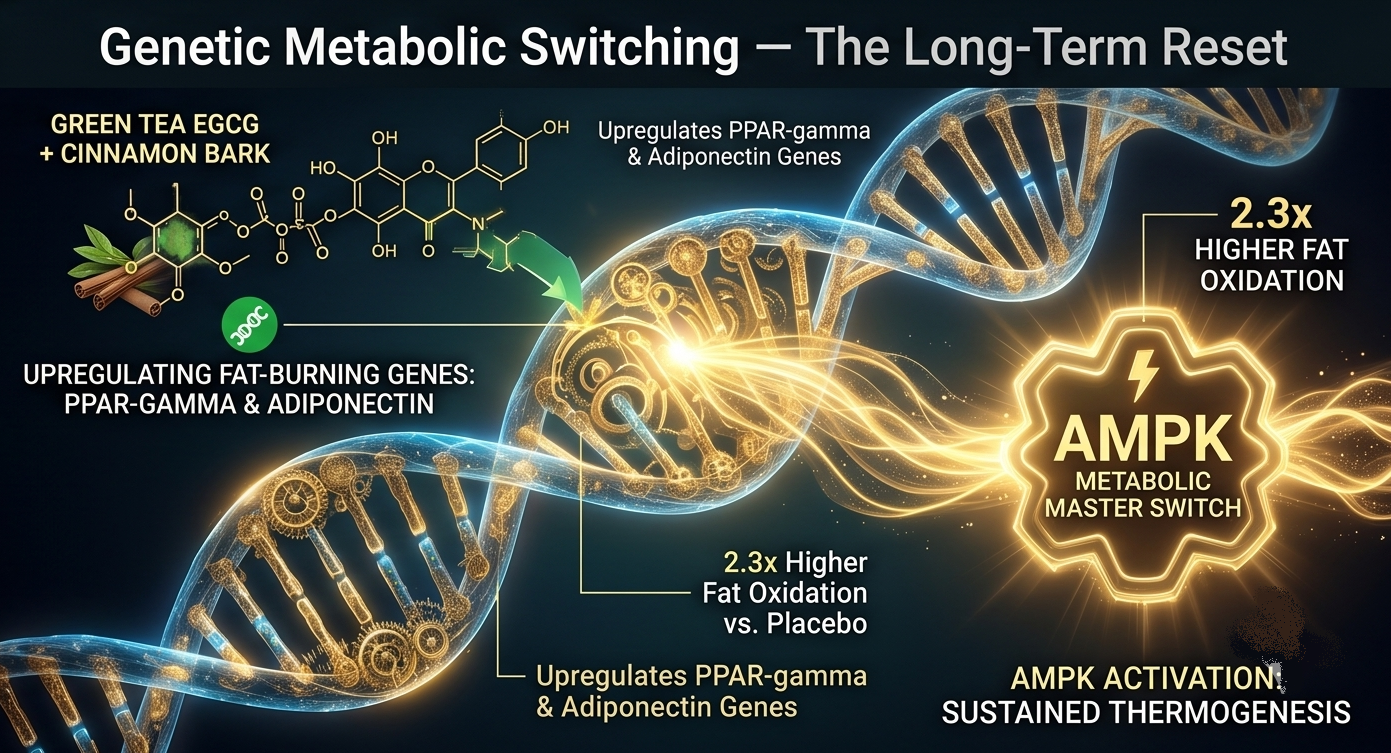 Genetic Metabolic Switching — fat-burning gene activation diagram