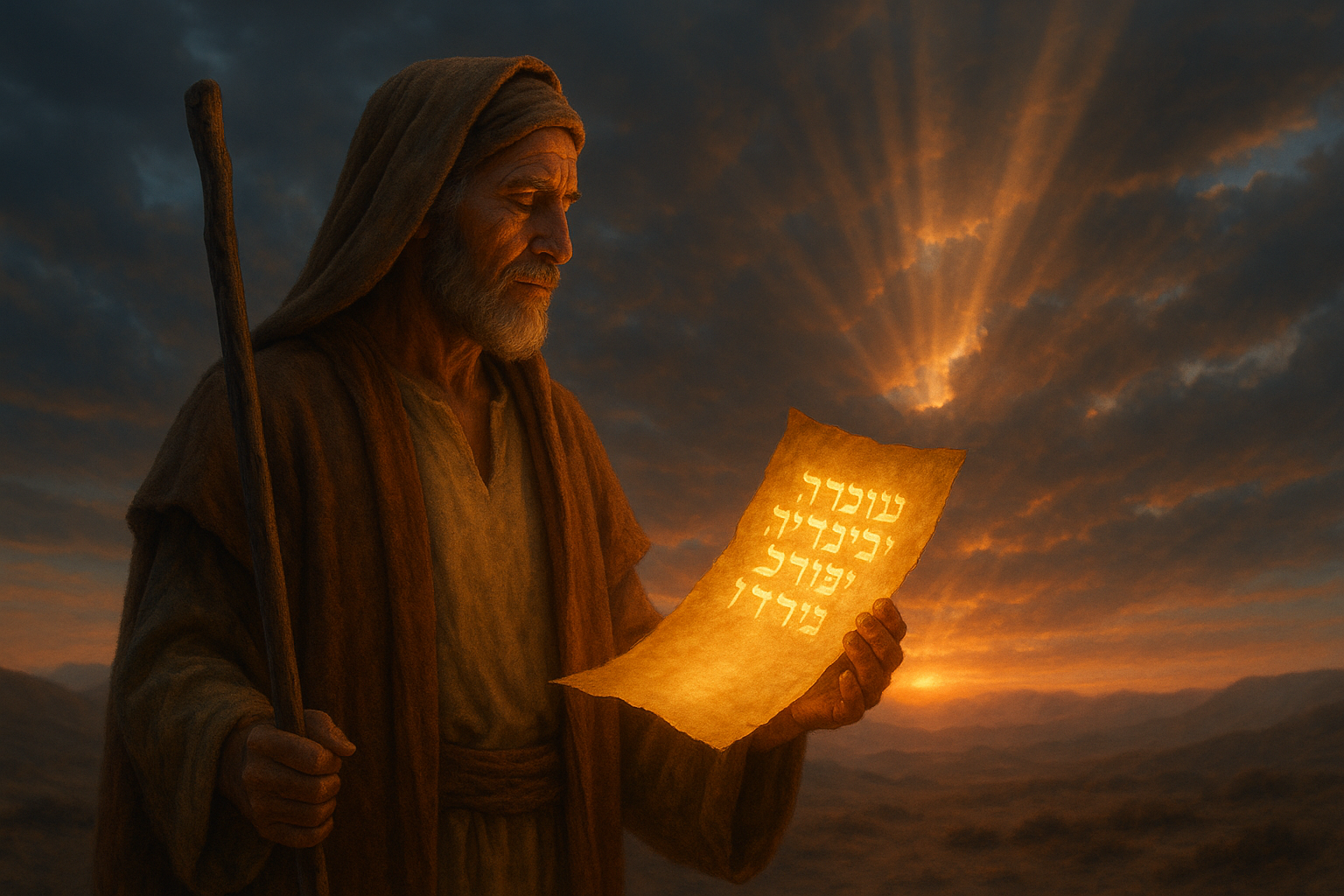 Figura bíblica em cenário antigo