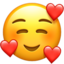 smiling face with 3 hearts-smiling face with smiling eyes and three hearts